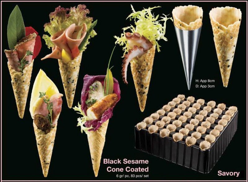 Mini Black Sesame Cone MALTA La Rose Noire Malta Pastry Shells